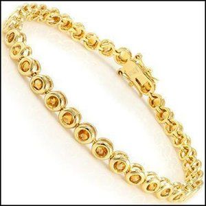 Beautiful Womens 18K Yellow Gold Over Sterling Silver 3.11 CTW Citrine 8 Inch